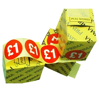 5000 x "£1" Retail Price Labels Stickers In Dispenser Rolls (500/Roll)